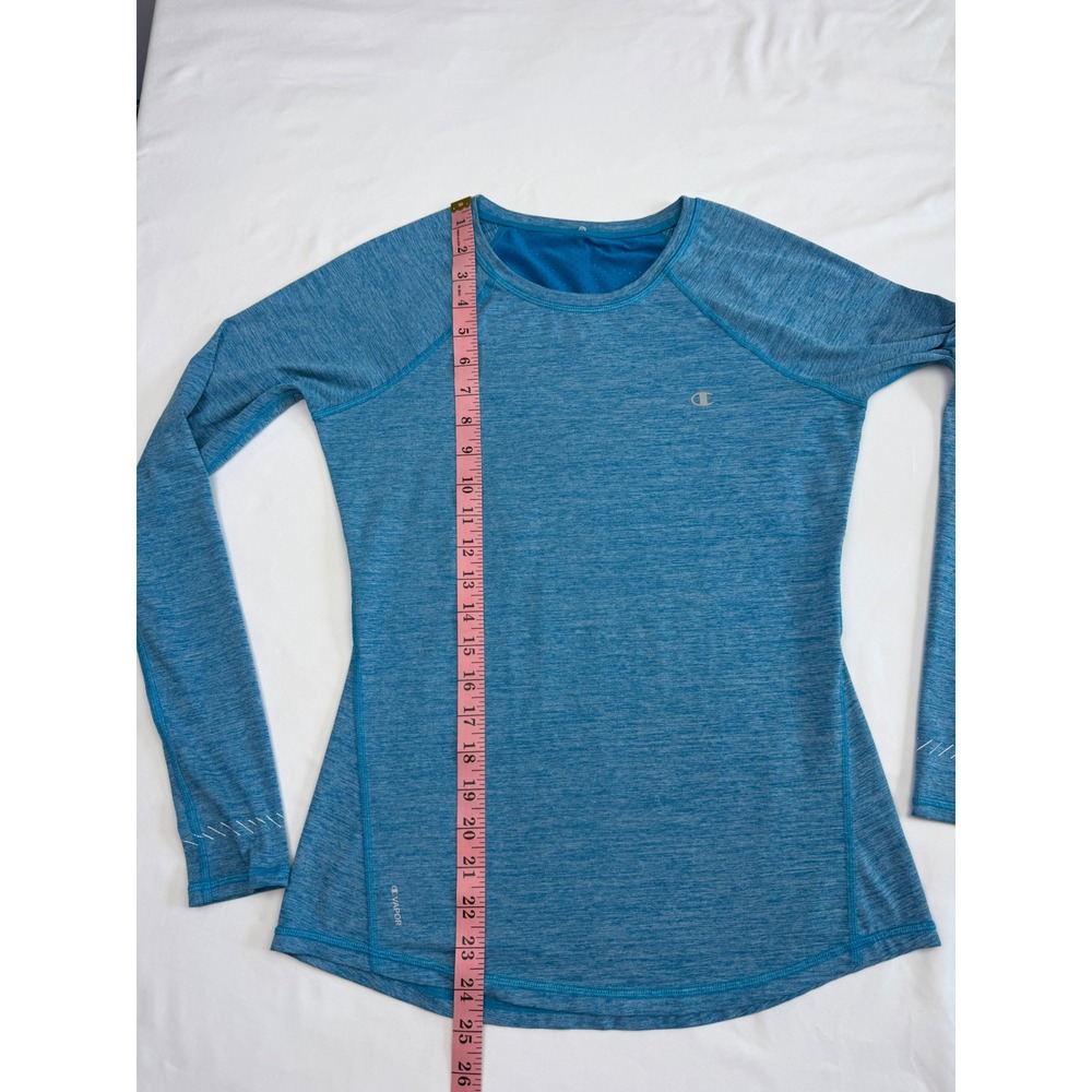 Champion Vapor Womens Blue Heathered Mesh Back Long Sleeve Athletic Top Small - Picture 10 of 10